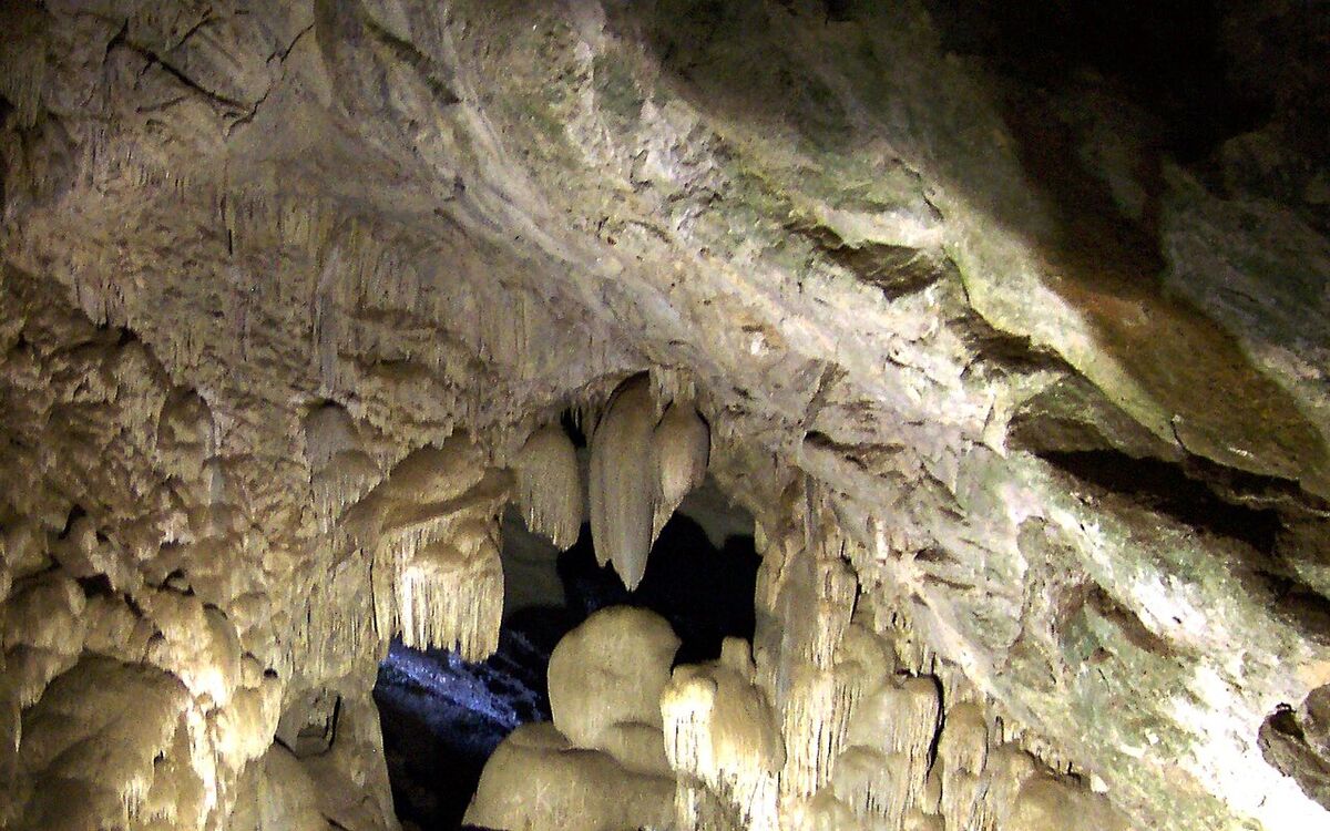 Limestone formations inside Borra Caves